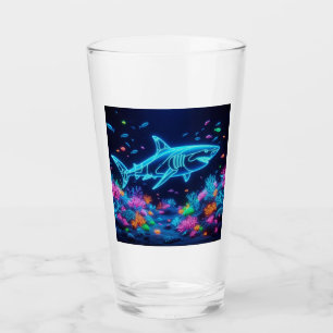 Colourful neon shark glass