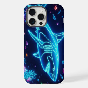 Colourful neon shark iPhone 15 pro max case