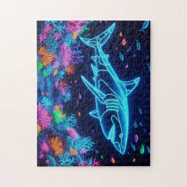 Colourful neon shark  jigsaw puzzle (Vertical)
