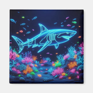 Colourful neon shark magnet