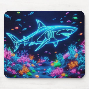 Colourful neon shark mouse pad