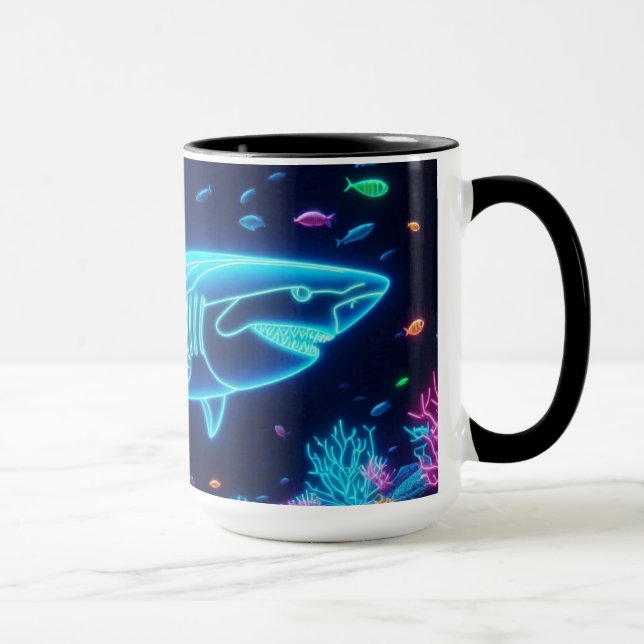 Colourful neon shark  mug (Right)