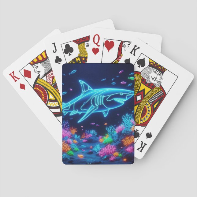 Colourful neon shark  playing cards (Back)