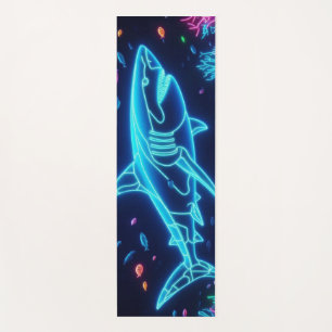 Colourful neon shark  yoga mat