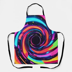 Colourful Neon Spiral Abstract Art Apron