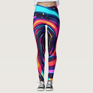 Colourful Neon Spiral Abstract Art Leggings