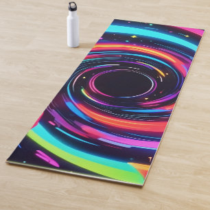 Colourful Neon Spiral Abstract Art Yoga Mat
