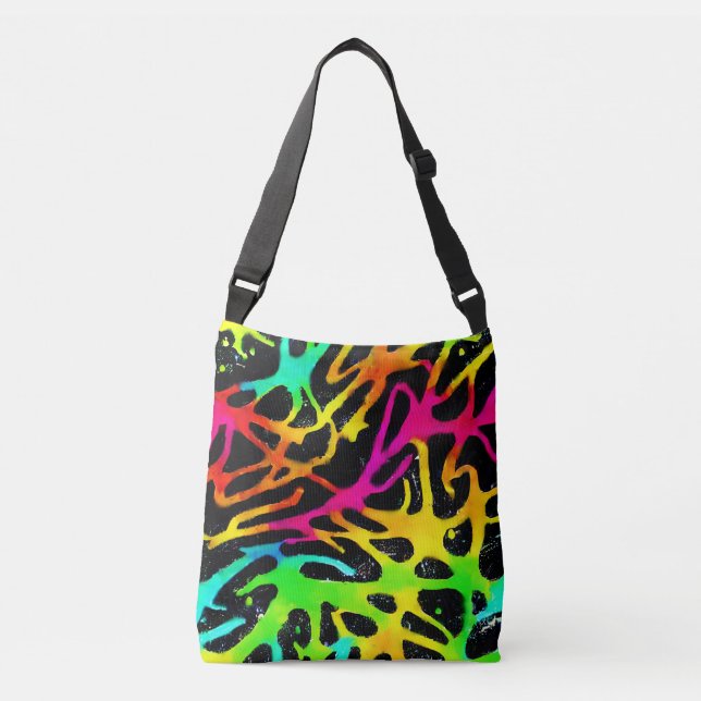 Colourful neon splatter paint design crossbody bag (Front)