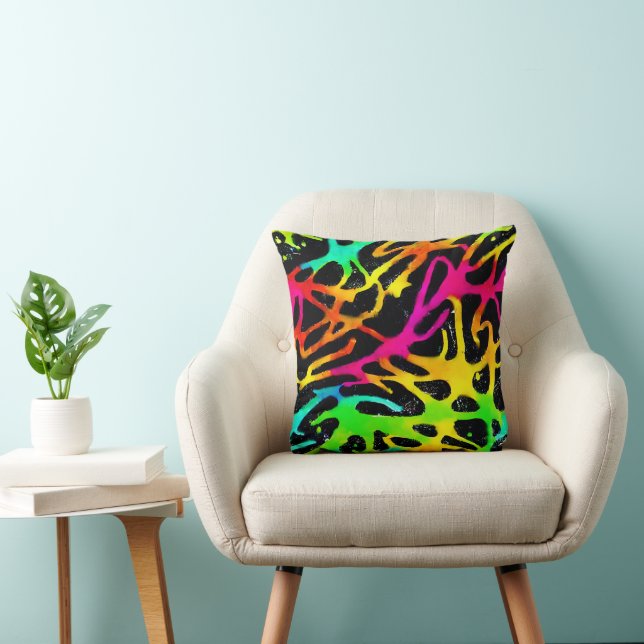 Colourful neon splatter paint design cushion (Chair)
