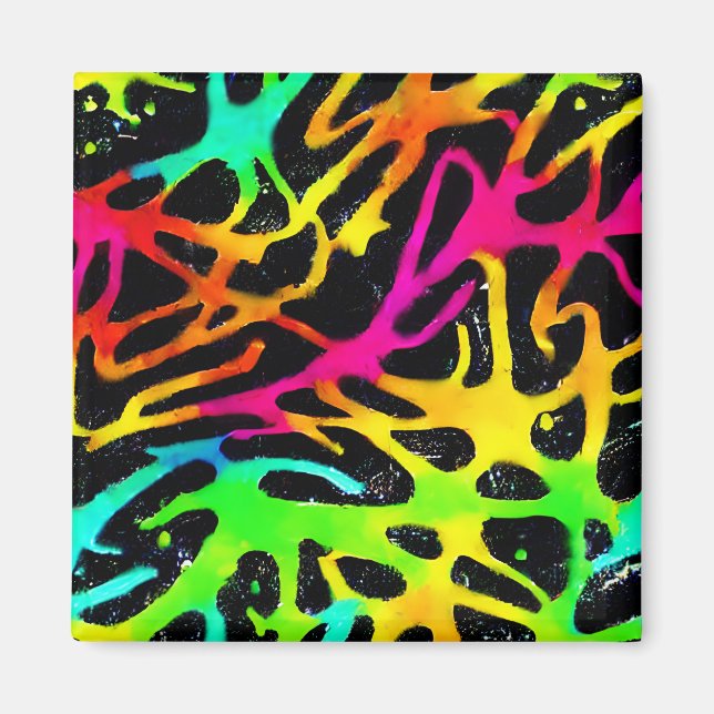 Colourful neon splatter paint design magnet (Front)
