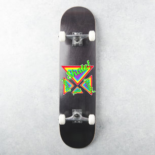 Colourful Neon Triangle Skate Typography Skateboar