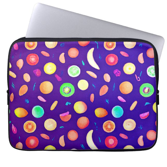 Colourful Neon Tropical Fruit Pattern Laptop Sleeve (Front)