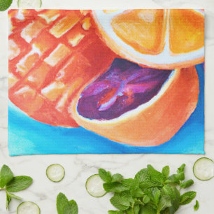 Colourful Neon Tropical Fruits Tea Towel