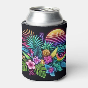 Colourful Neon tropical/Hawaiian Can Cooler