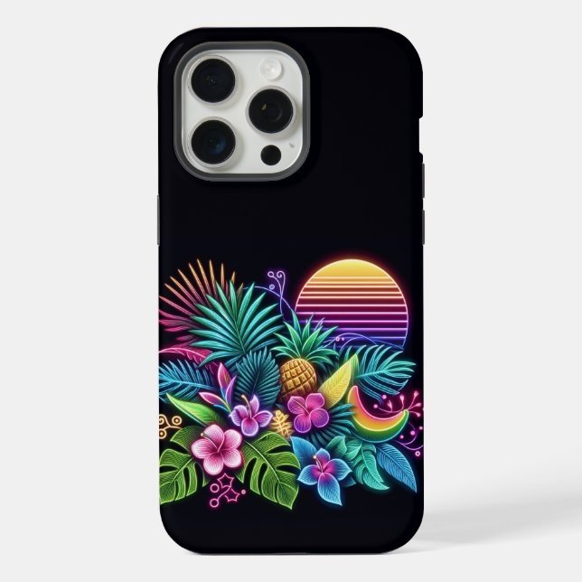 Colourful Neon tropical/Hawaiian iPhone Case (Back)