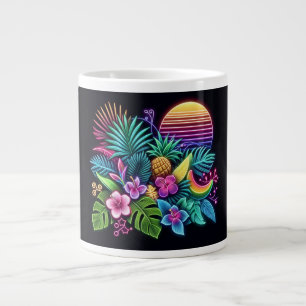 Colourful Neon tropical/Hawaiian Large Coffee Mug