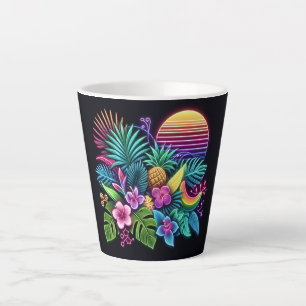 Colourful Neon tropical/Hawaiian Latte Mug