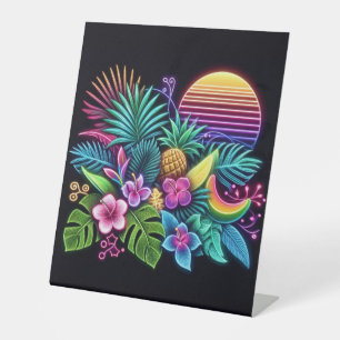 Colourful Neon tropical/Hawaiian Pedestal Sign
