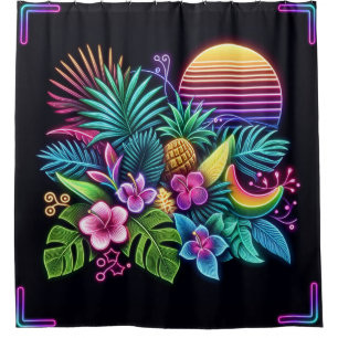 Colourful Neon tropical/Hawaiian Shower Curtain