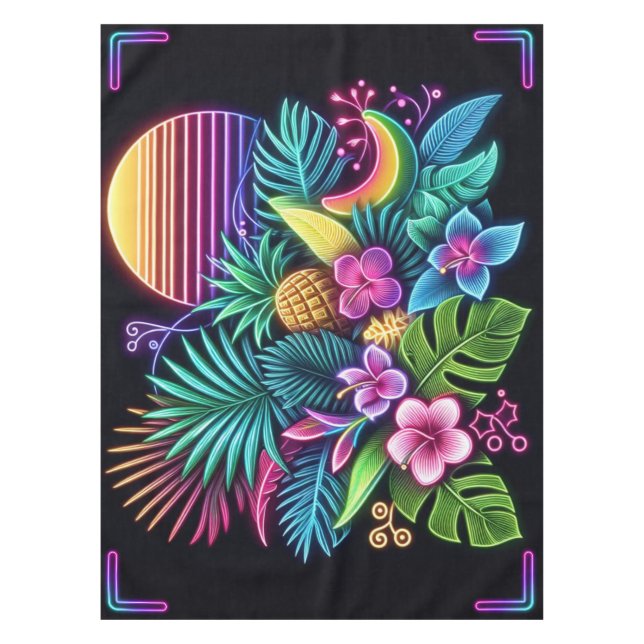 Colourful Neon tropical/Hawaiian Tablecloth (Front)