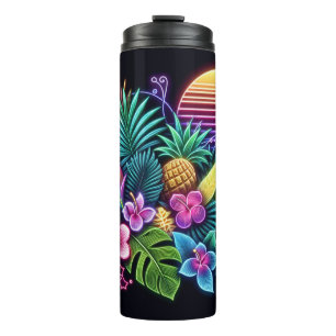 Colourful Neon tropical/Hawaiian Thermal Tumbler