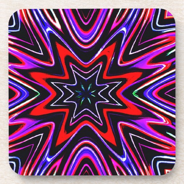 Colourful Neon Vibes Pattern Coaster (Front)
