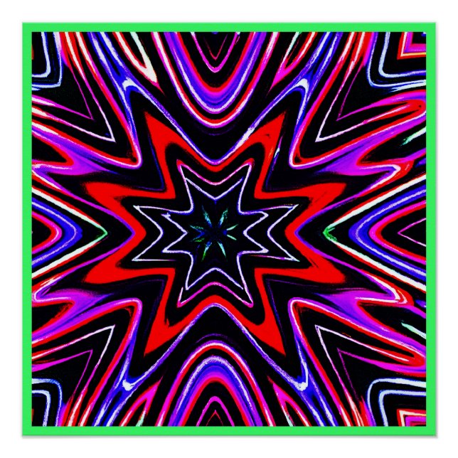 Colourful Neon Vibes Pattern Poster (Front)