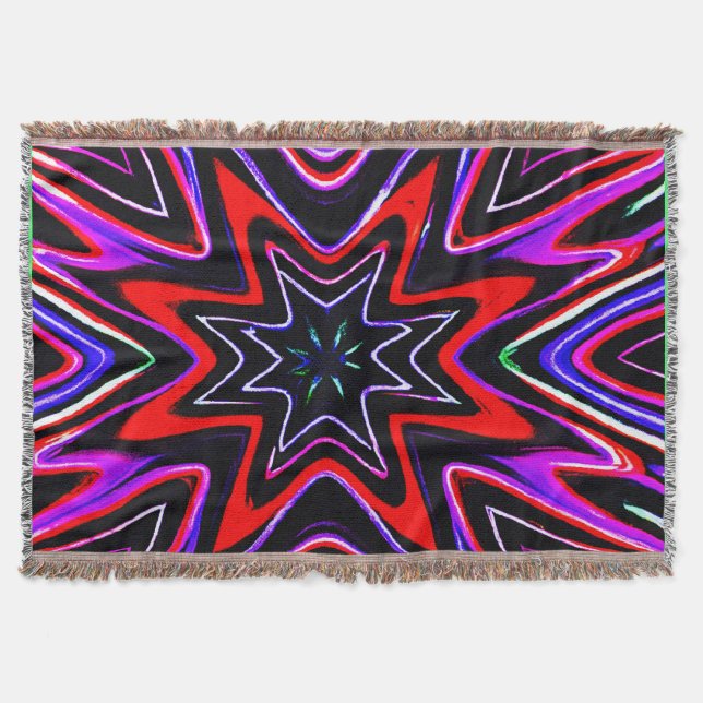Colourful Neon Vibes Pattern Throw Blanket (Front)
