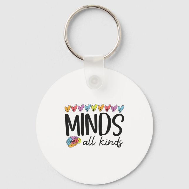 Colourful Neurodiversity Autism Celebrate Minds Of Key Ring (Front)