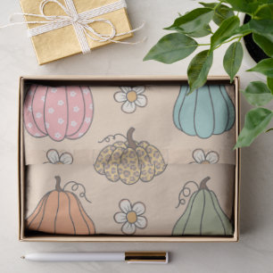 Colourful Neutral Beige Pumpkin Pattern Tissue Paper