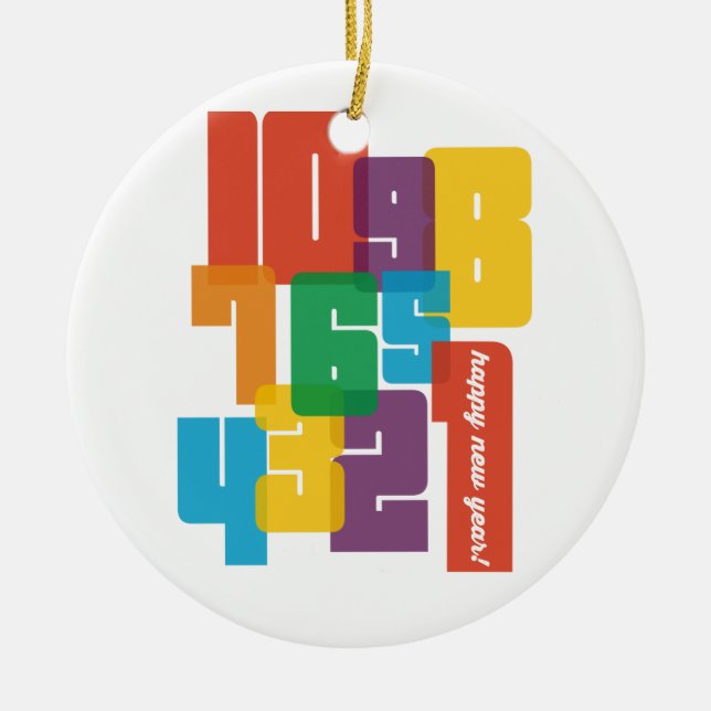 Colourful New Year Ceramic Ornament (Front)