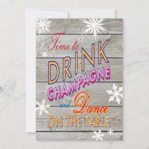 Colourful New Year's Time to Drink Champagne Invit Invitation