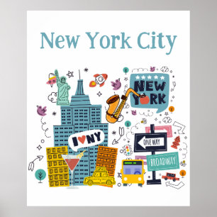 Colourful New York City Poster