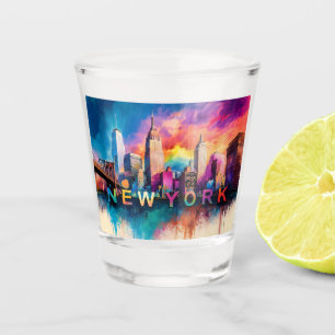 Colourful New York City Skyline Abstract Art Shot Glass