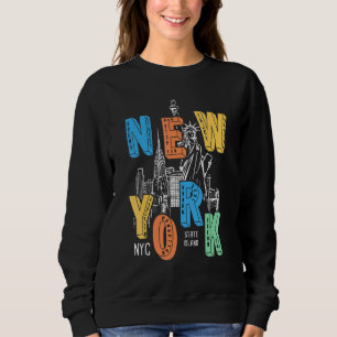 Colourful New York City Statue Of Liberty City Tou Sweatshirt