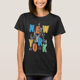 Colourful New York City Statue Of Liberty City Tou T-Shirt