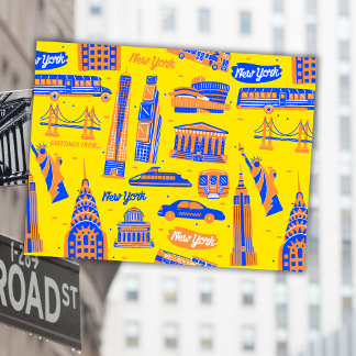 Colourful New York City USA Travel Art Kids  Postcard