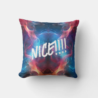 Colourful "NICE!!!!" Decorative Pillow
