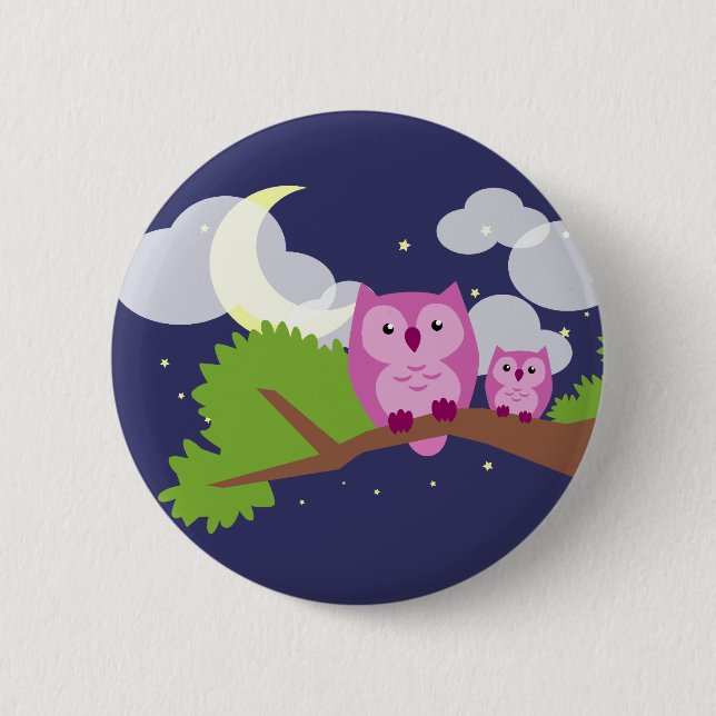 Colourful Night Owl 6 Cm Round Badge (Front)