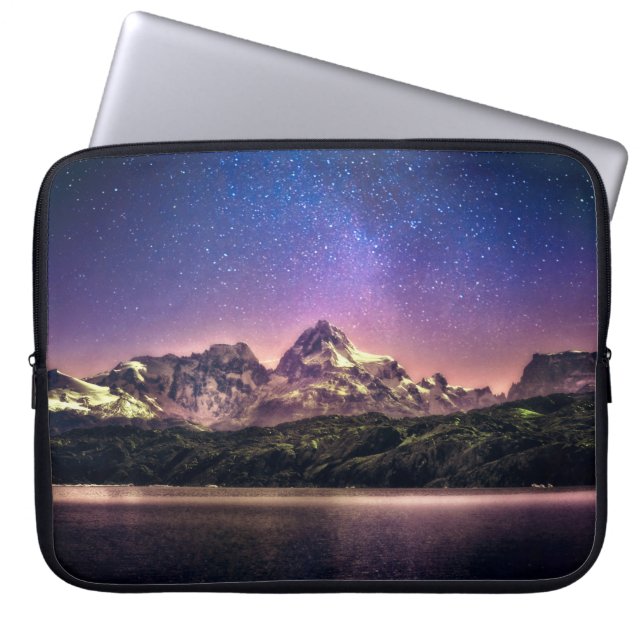 Colourful night sky landscape with starry starry s laptop sleeve (Front)