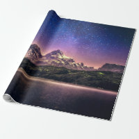 Colourful night sky landscape with starry starry s