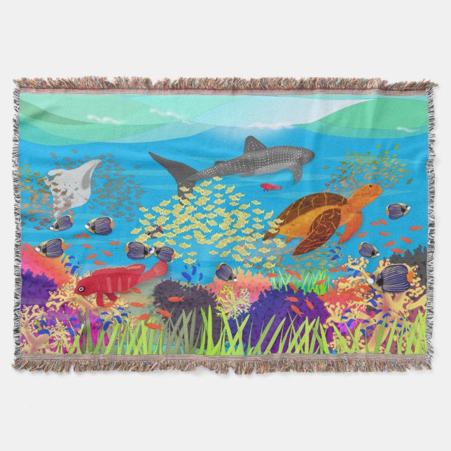 Colourful Ningaloo Reef  Throw Blanket (Front)