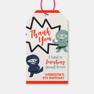Colourful Ninja Karate Birthday Gift Tags