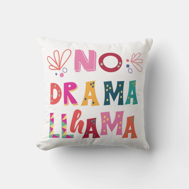 Colourful No Drama Llama Cushion (Front)