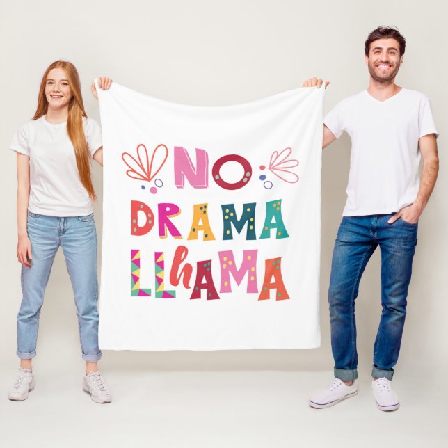 Colourful No Drama Llama Fleece Blanket (In Situ)
