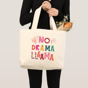 Colourful No Drama Llama Large Tote Bag