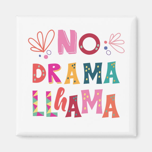 Colourful No Drama Llama Magnet (Front)