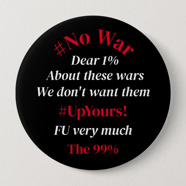 Colourful #No War Typography 10 Cm Round Badge (Front)
