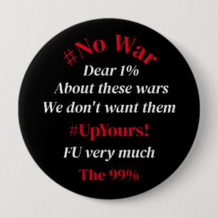 Colourful #No War Typography 10 Cm Round Badge