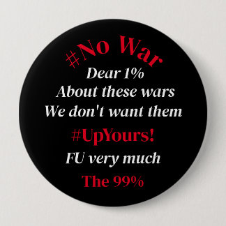 Colourful #No War Typography 10 Cm Round Badge